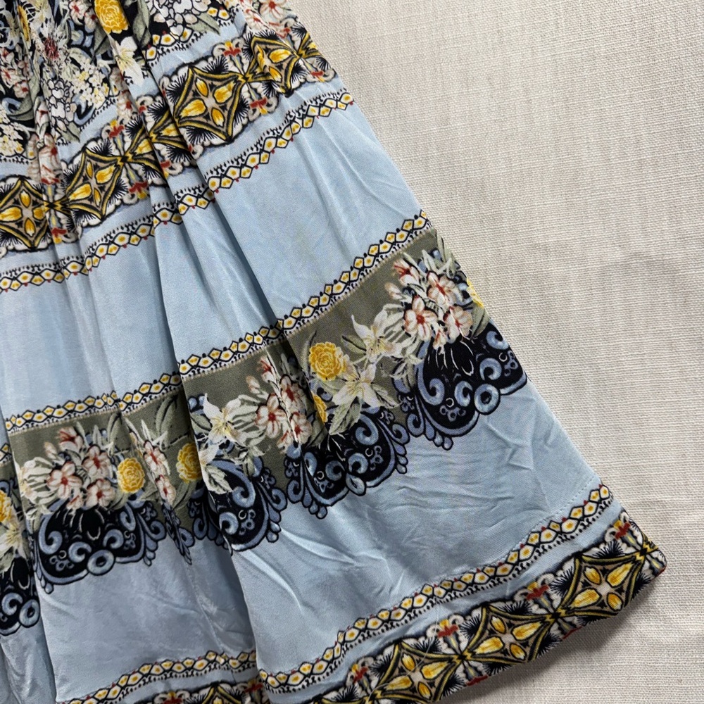White House Black Market Strapless Blue Floral Tiered Maxi Dress - Picture 3 of 7